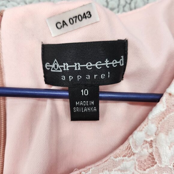 Connected Apparel Dress Womens 10 Double Layer Lace Dress Sleeveless Rear Zip - Picture 7 of 12